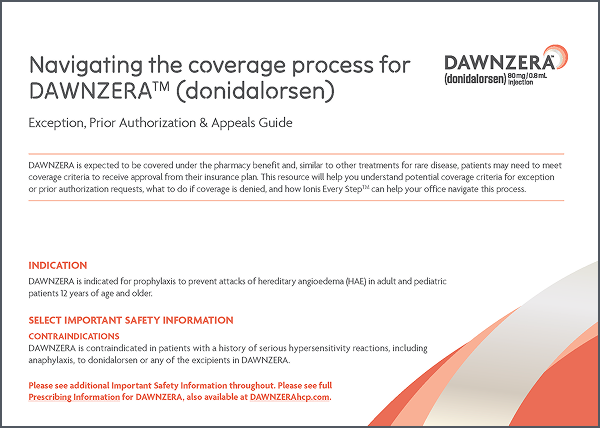 A preview of Coverage Process for DAWNZERA.