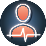 Person with heartbeat icon